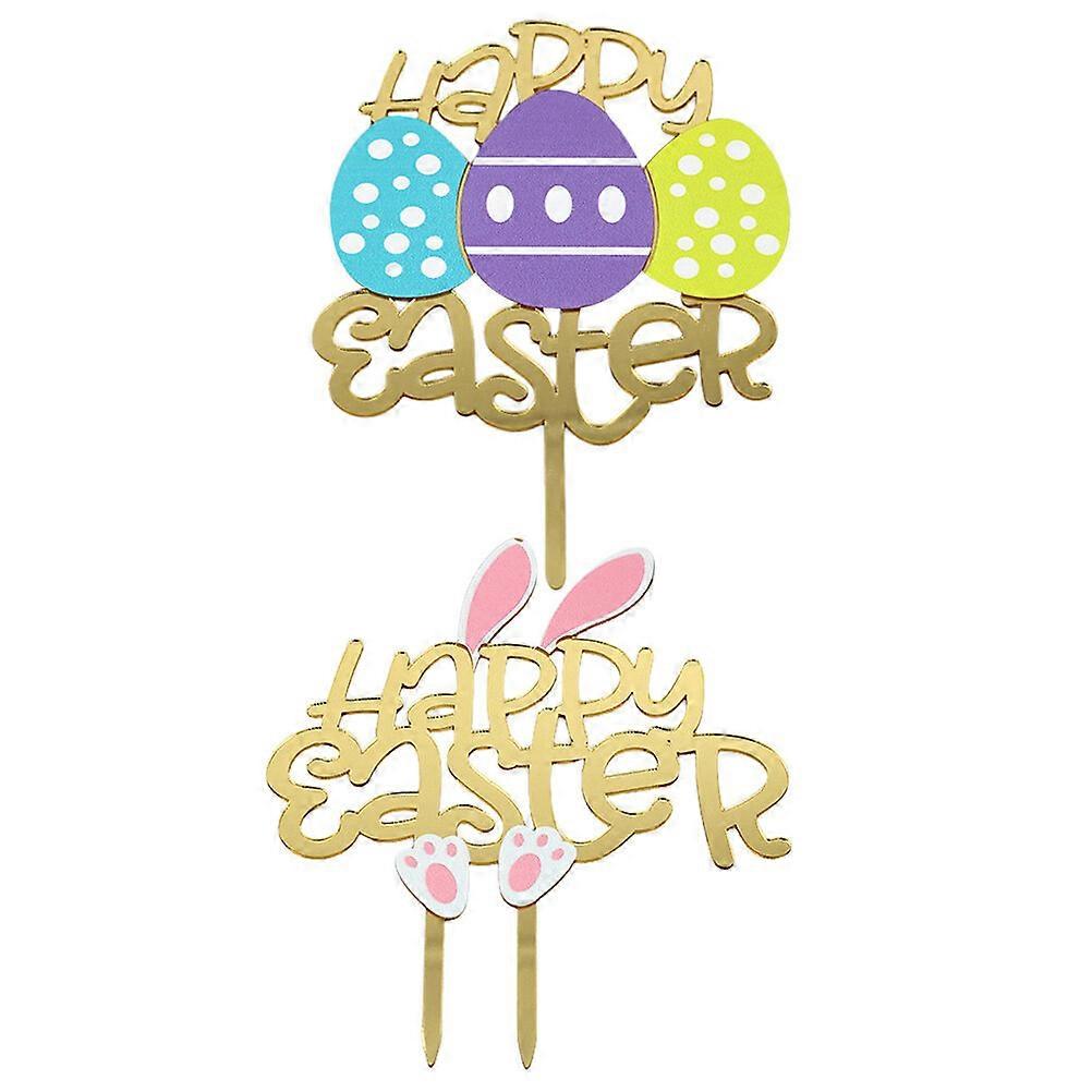 2 Pcs Cake Insert Cupcakes Easter Themed Cake Decor Cake Decorations Easter Egg Ornaments Easter Cake Decoration
