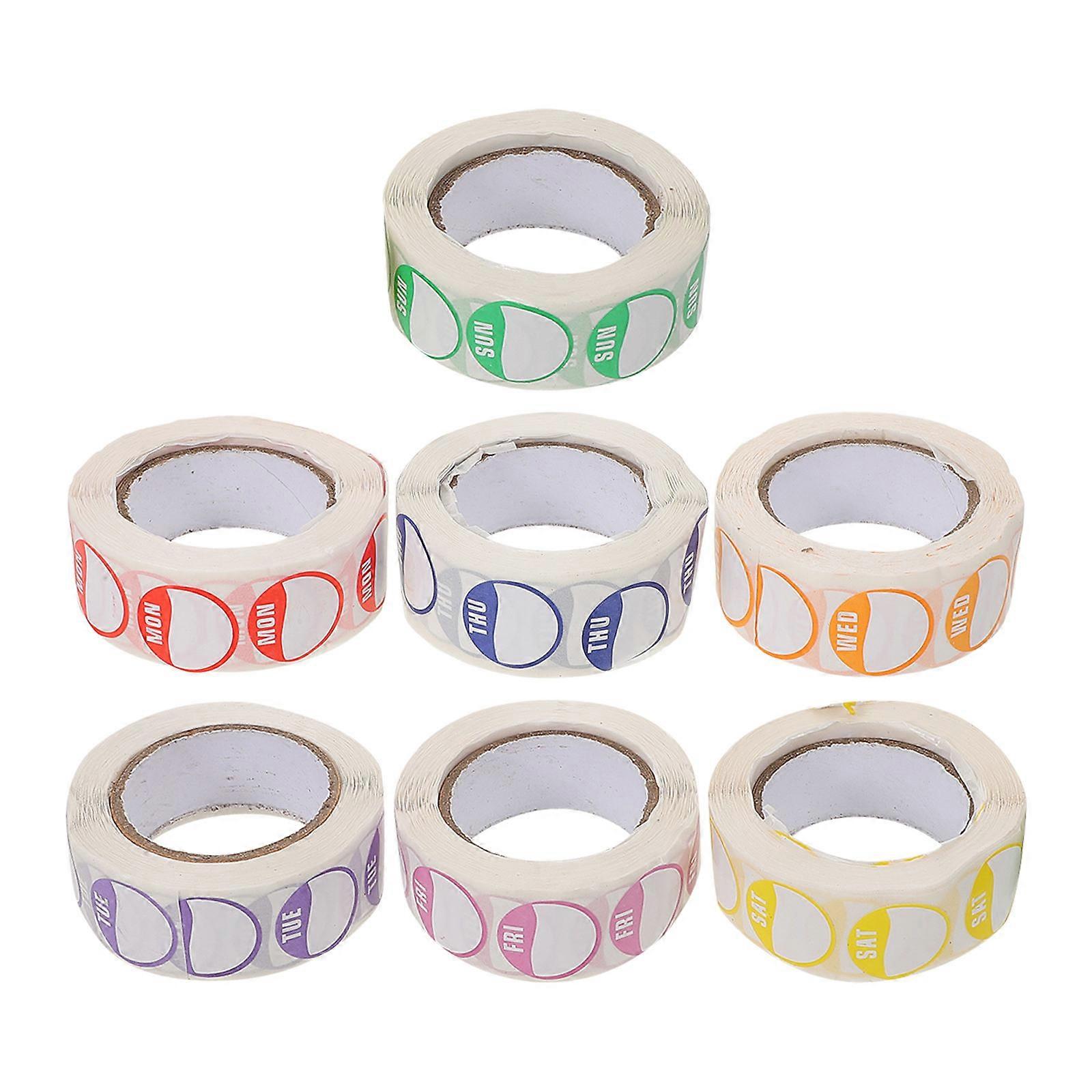 Days Of Week Stickers Round Coated Paper Time Management 7 Rolls