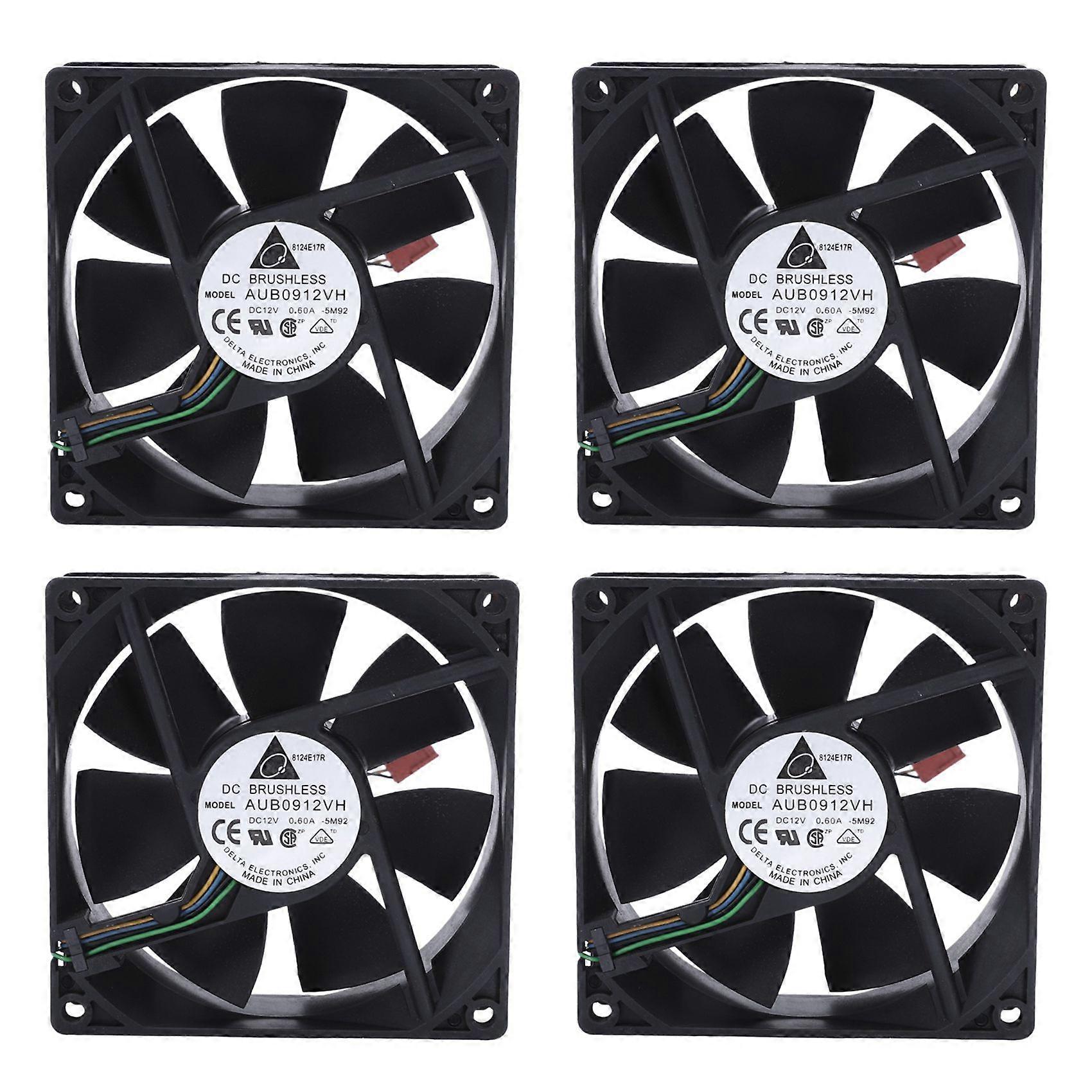 4X 90x90x25MM DC 12V 0.60A 4-pin computer cpu cooling fans