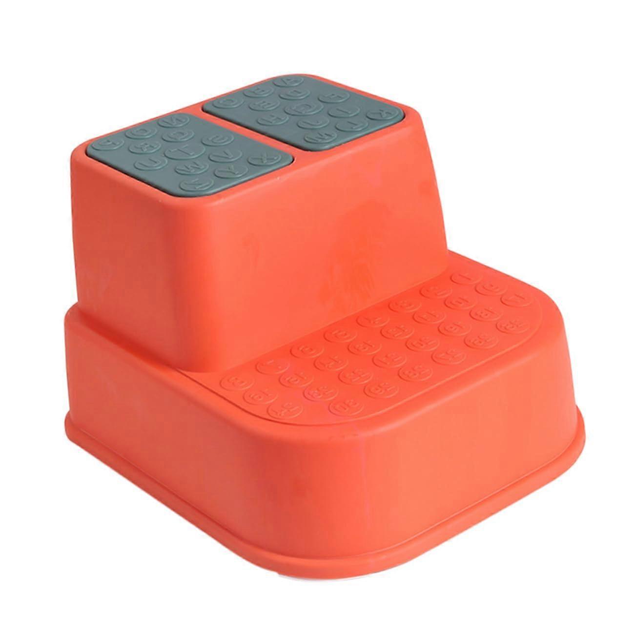 Double Layers Nonslip Children Footstool Thickened Red TwoTier Step Stool For Kids MultiFunction Sturdy Home Stool