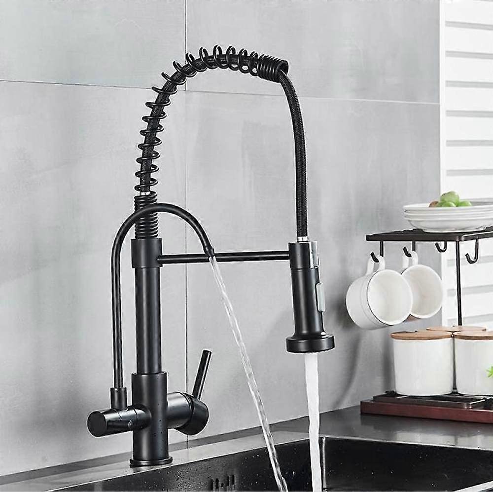 Faucet Drinking Water Filter Tap Rotatable Hot Cold Mixer for Kitchen Sink Matte Black