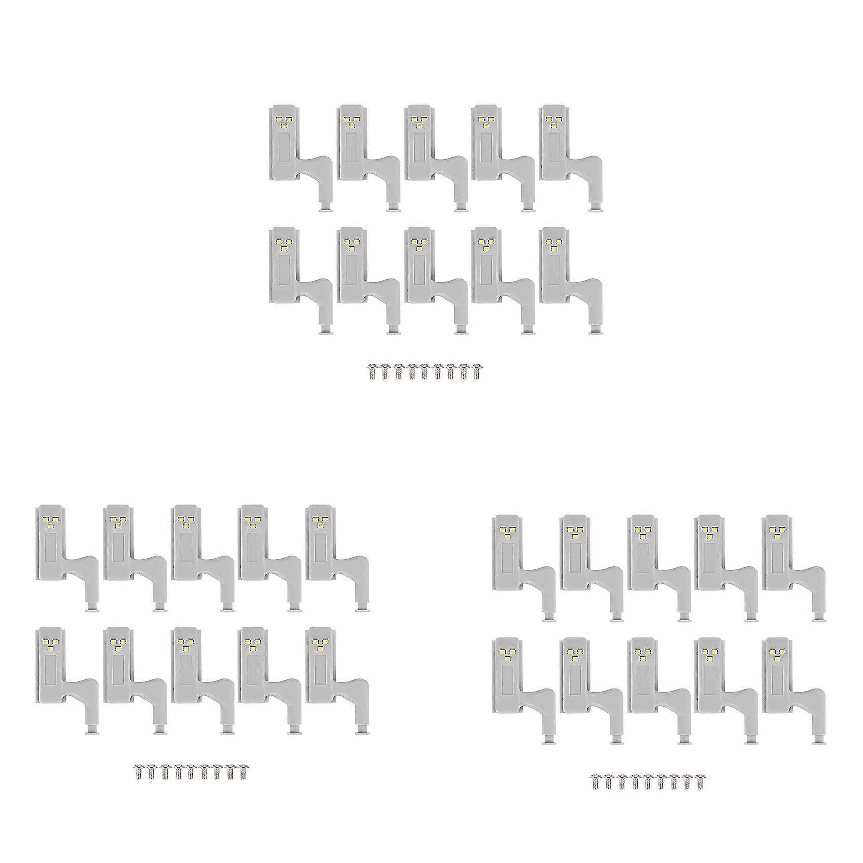 30Pcs Cabinet Cupboard Wardrobe LED Hinge Light Smart Sensor Lamp Warm White