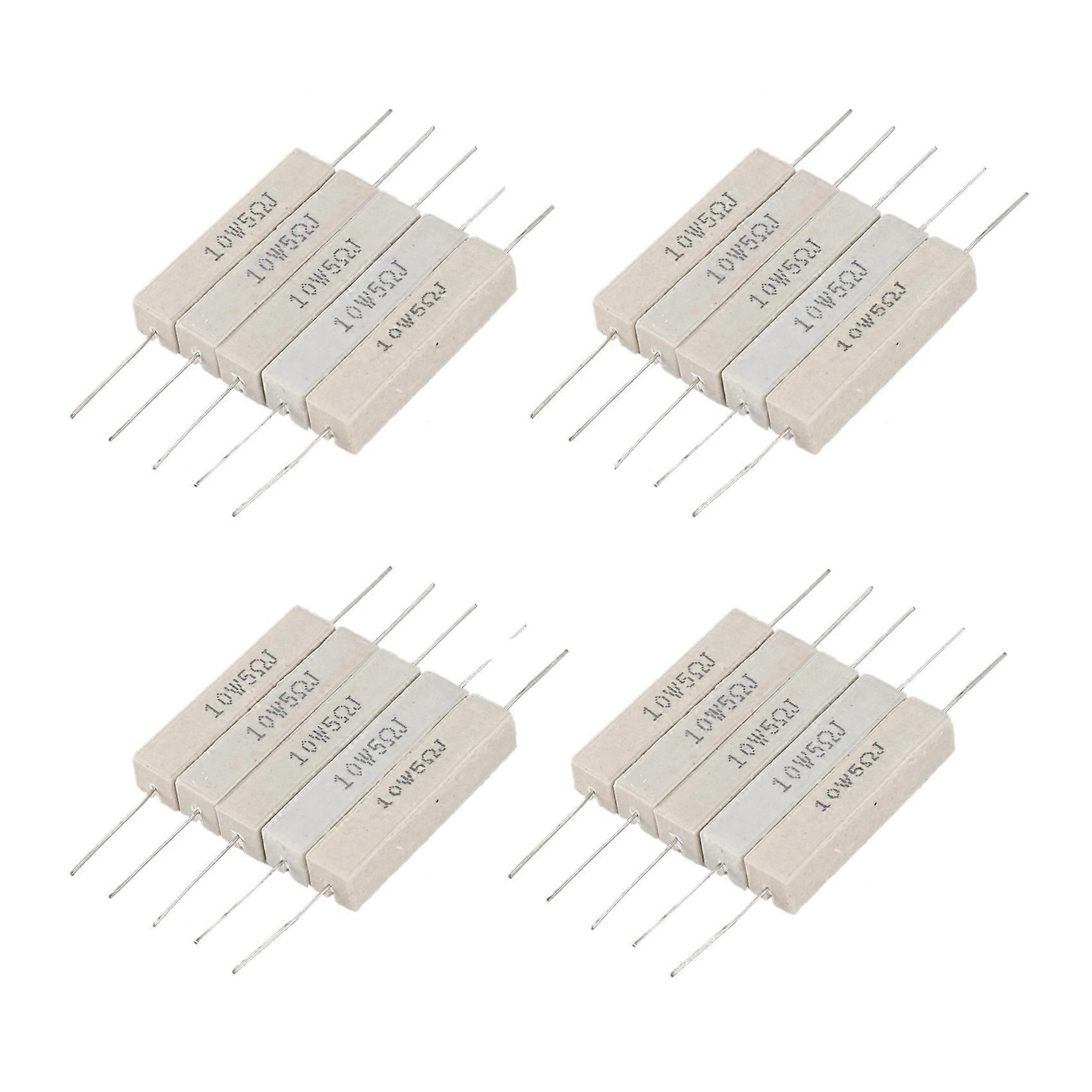 20pcs Wirewound Ceramic Cement Resistor 5 Ohm 10W Watt 5%