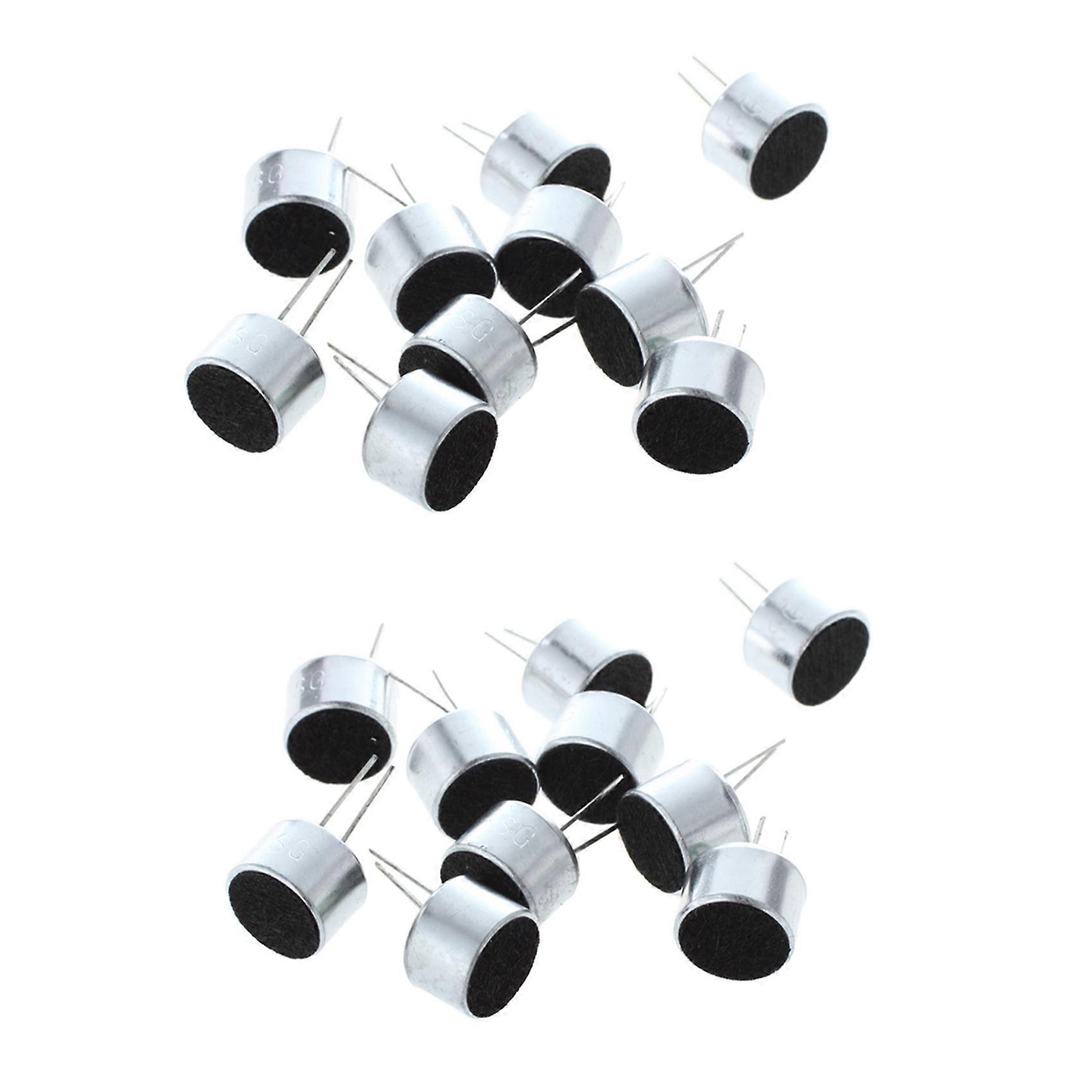 20 Pcs 2 Pin Mini MIC Capsule Electret Condenser Microphone Silver Tone Black