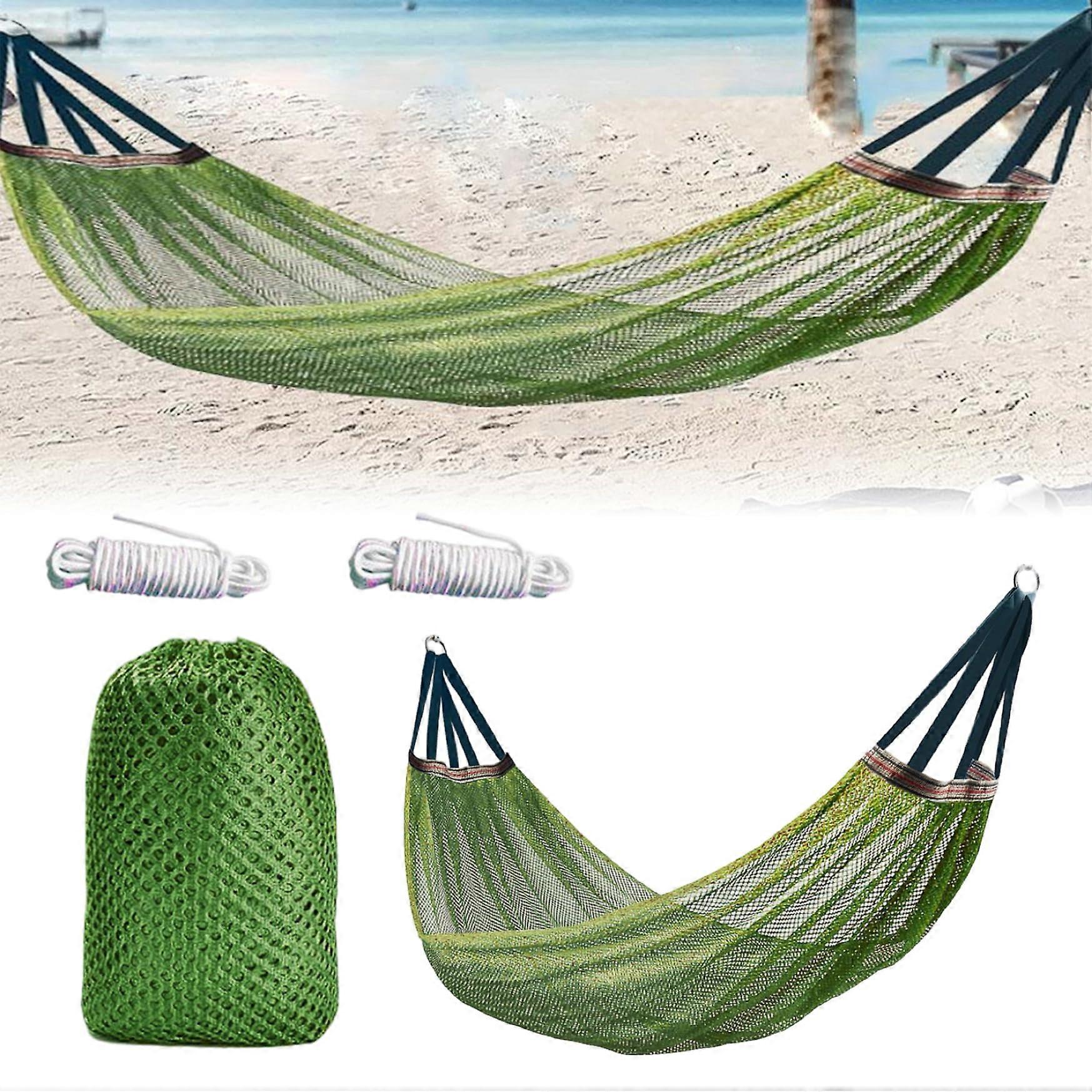 Outdoor Hammock with Tree Straps, Lightweight Breathable Nylon Mesh for Camping and Backyard, Green
