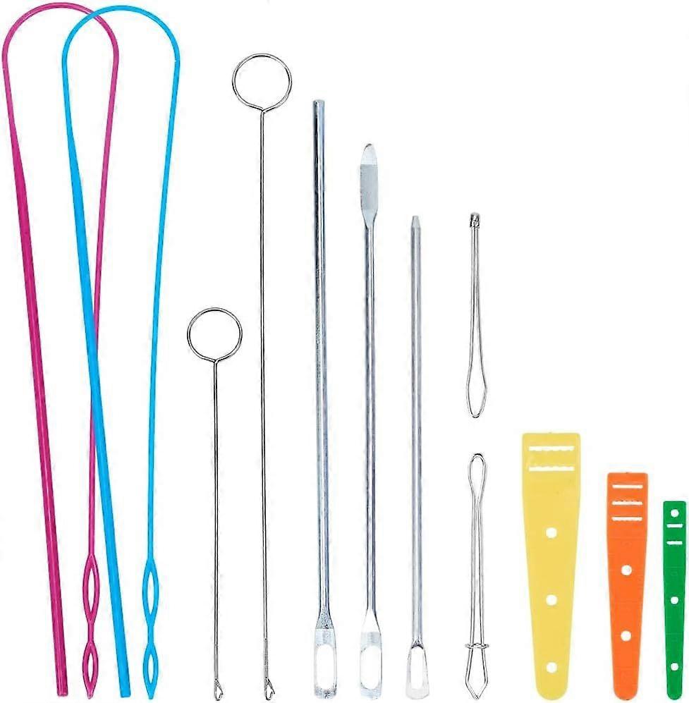 12Pcs Draw String Clip Sewing Loop Turner Hooks Tool Bodkin Drawstring Threader Set Metal Diy Rope Threader Easy Insert String Puller for Hoodie Short