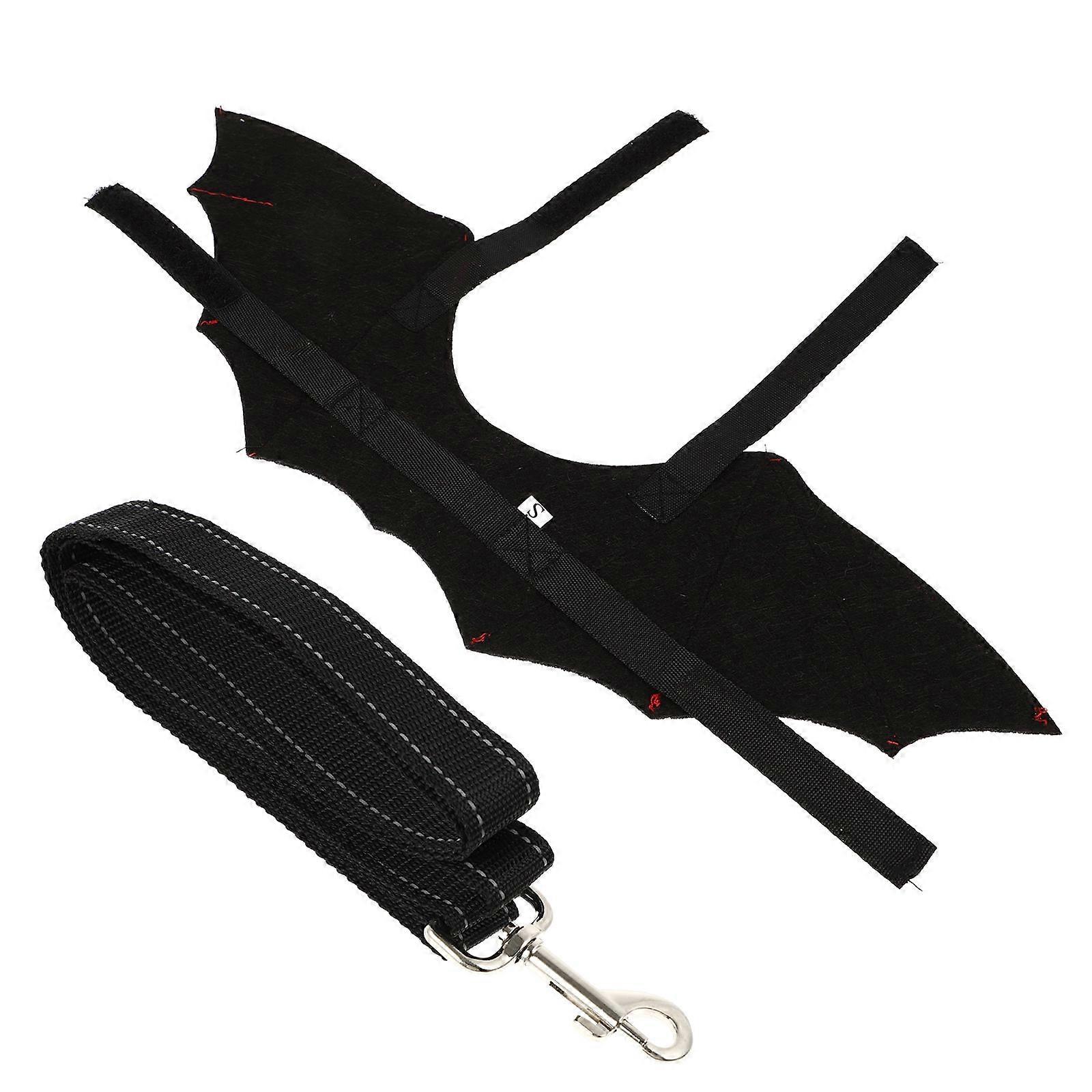Pet Leash Cat Chest Strap Pull Rope with Bat Wing 1 Piece for Halloween