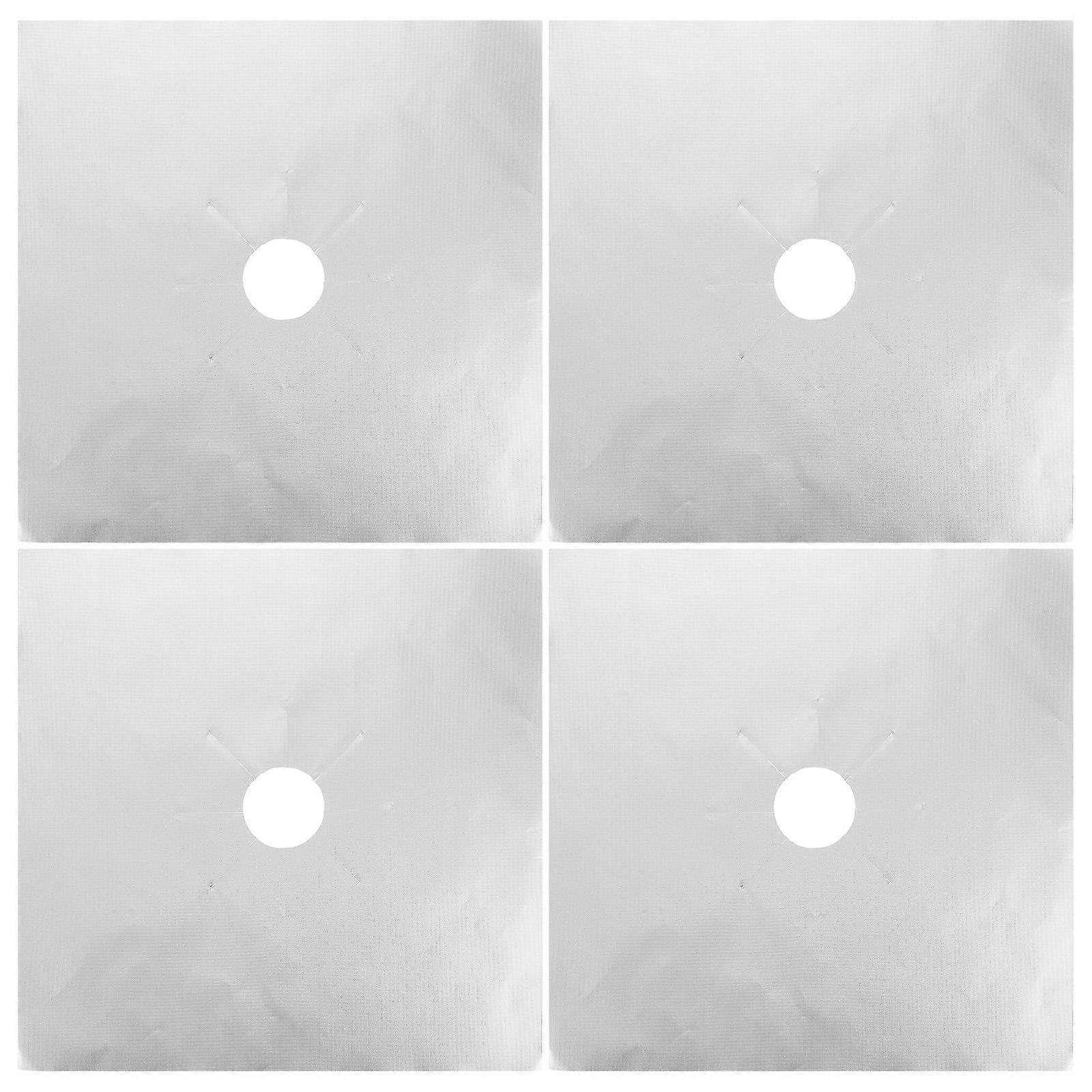 Gas Stove Burner Covers Universal Fit Washable Protector 4Pcs Silver