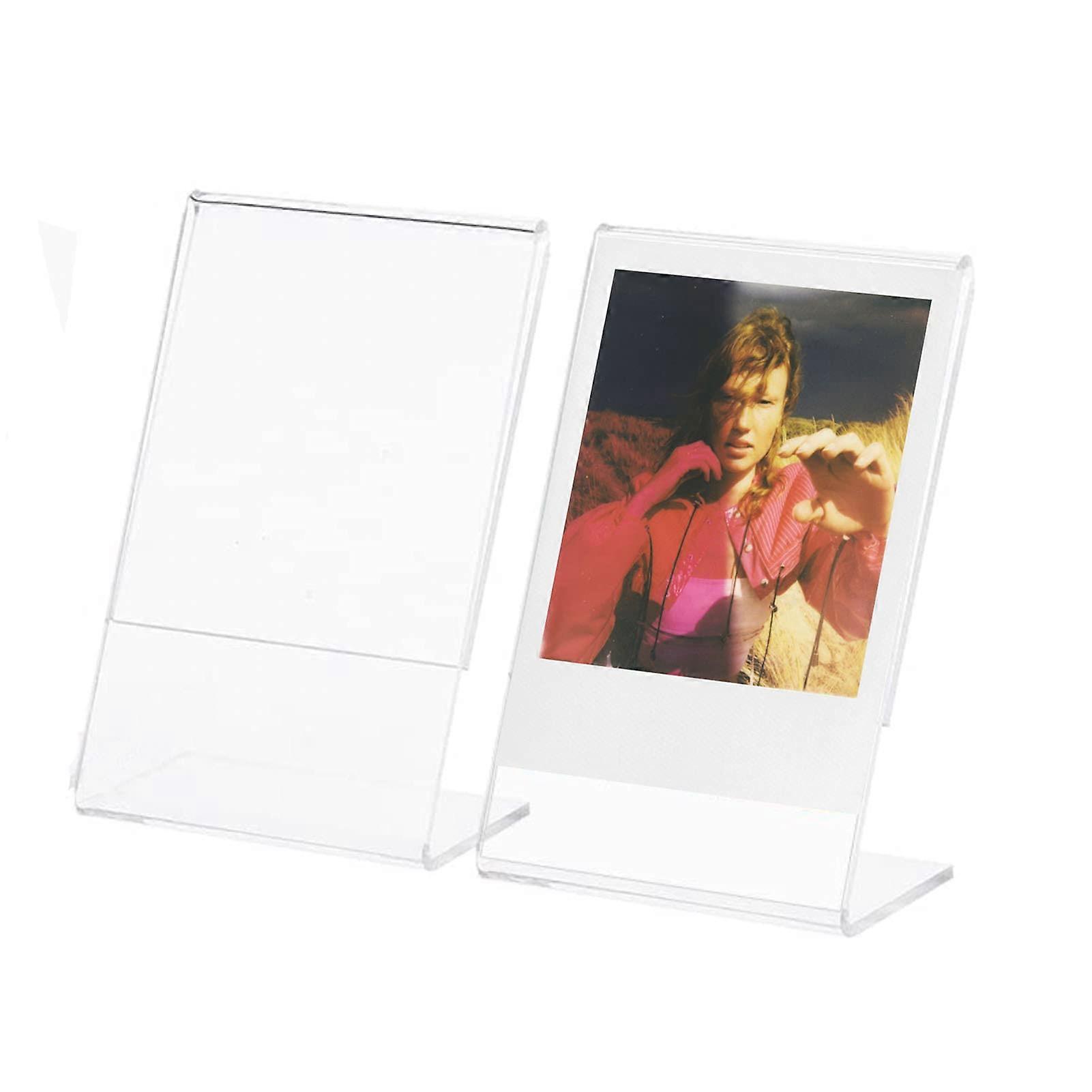 Photo Frame for Polaroid Go Acrylic L Shaped Desk Display with Dustproof PVC Pockets Pack of 2