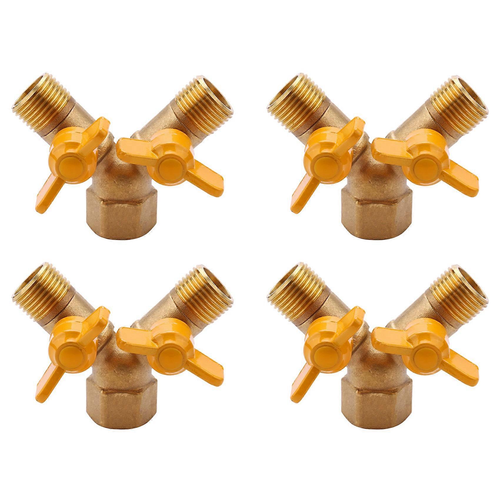 4X 2 Way 1/2 Inch Faucet Adapter Outside Garden Irrigation Tap Adapter and Hose Divider