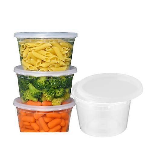 16oz Deli Containers with Lids Bulk, Leakproof Stackable Plastic Food Storage, Freezer Microwave Safe
