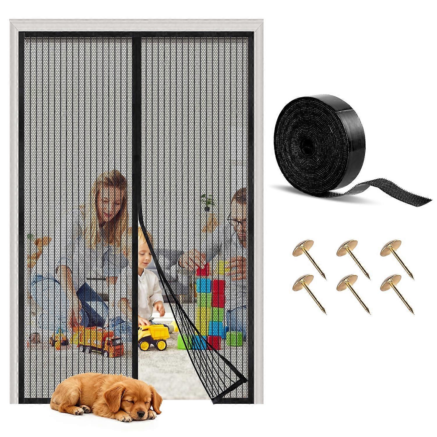 Magnetic Screen Door 72 x 80 Inch BugProof Mesh with Magnetic Auto Close for Patio and Front Doors