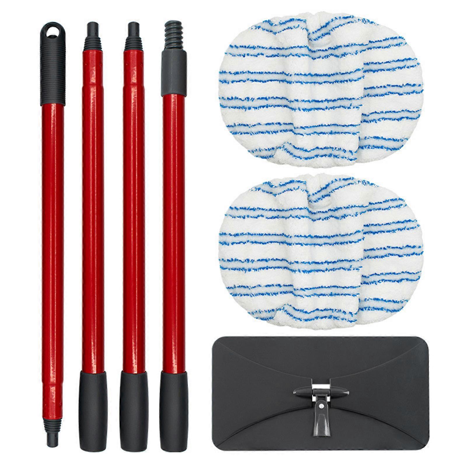 Microfiber Flat Mop Pad Set with Adjustable Coarse Thread Four-Section Pole for O-Cedar