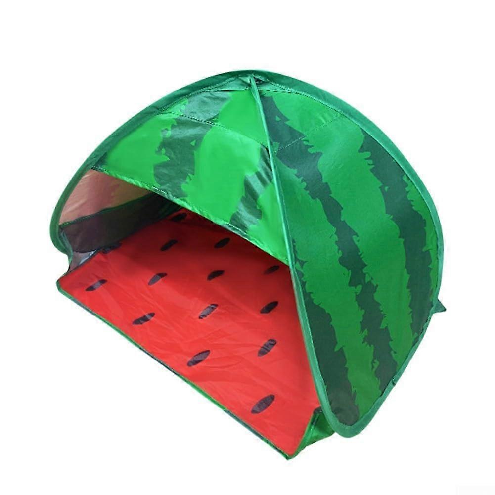 Beach Sunshade Tent Compact Windproof SilverCoated Canopy with Phone Holder Watermelon Pattern