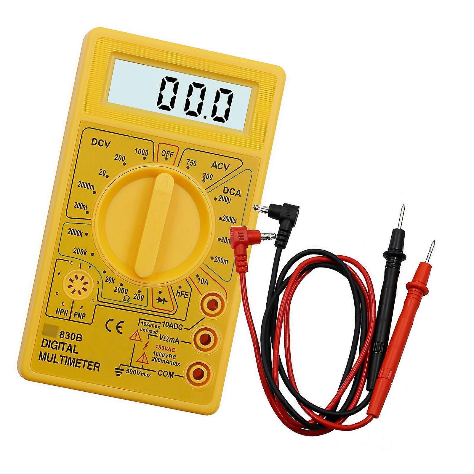Digital Multimeter Auto Ranging Voltmeter Ohm Tester for Voltages Resistance Continuitys NCV Live  Yellow