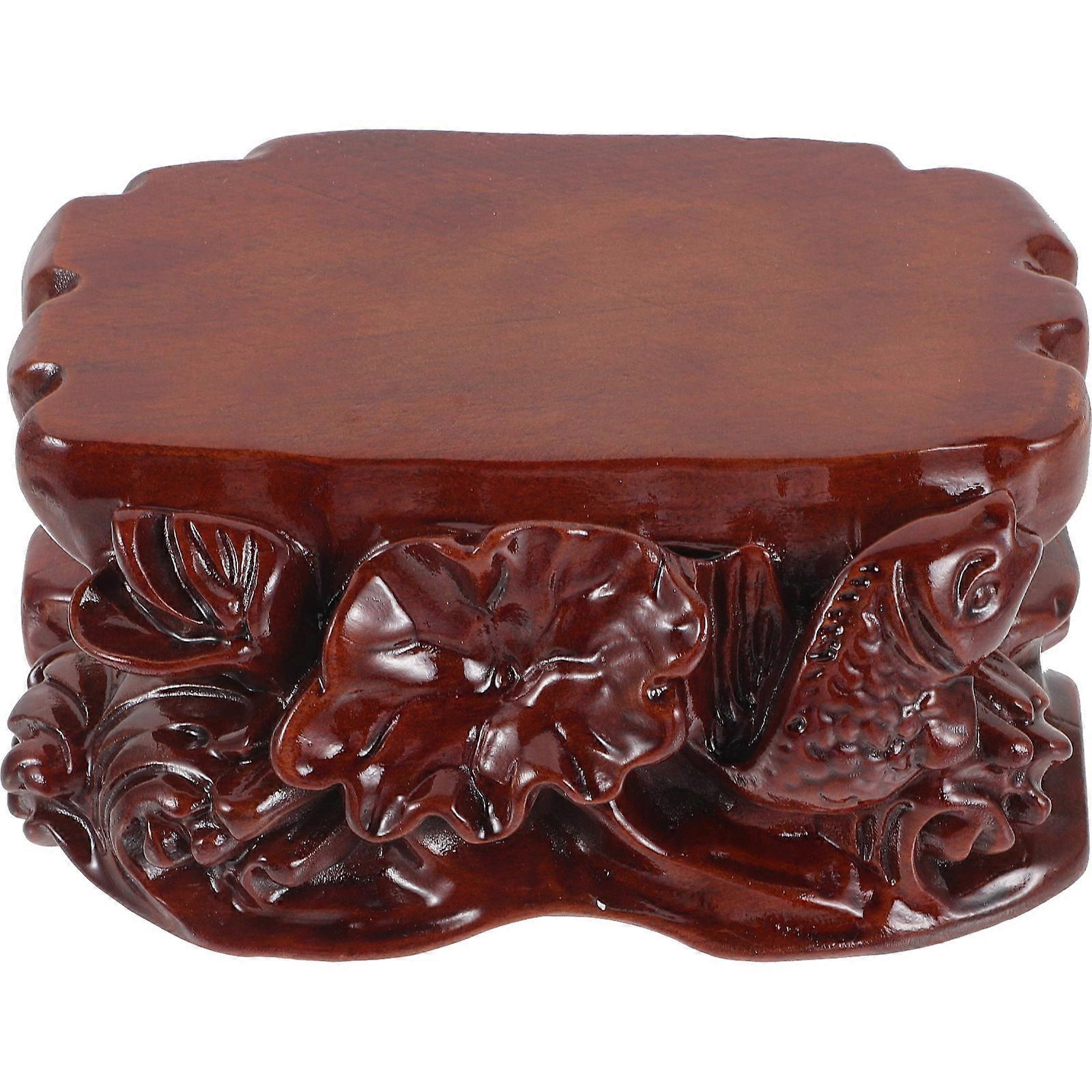 Wooden Riser Pedestal Stand for Storage Brown Solid Wood Tray