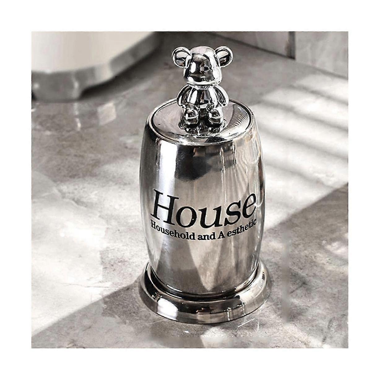 Stainless Steel Automatic Toothpick Holder with Bear Shape, Press Type PopUp Hygienic Container