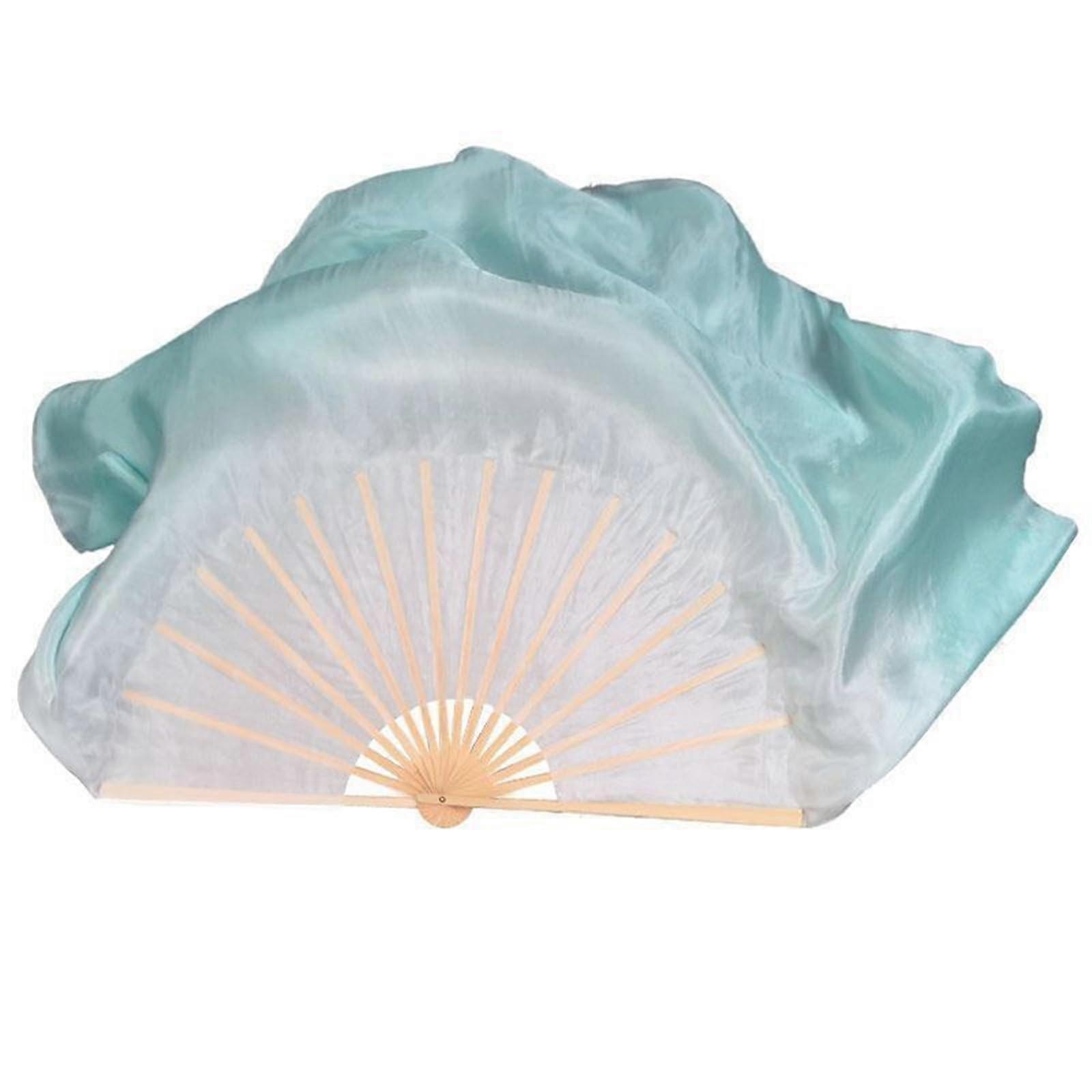 Professional Silk Dance Fan DoubleSided Gradient White to Mint Green Lightweight Foldable 10cm
