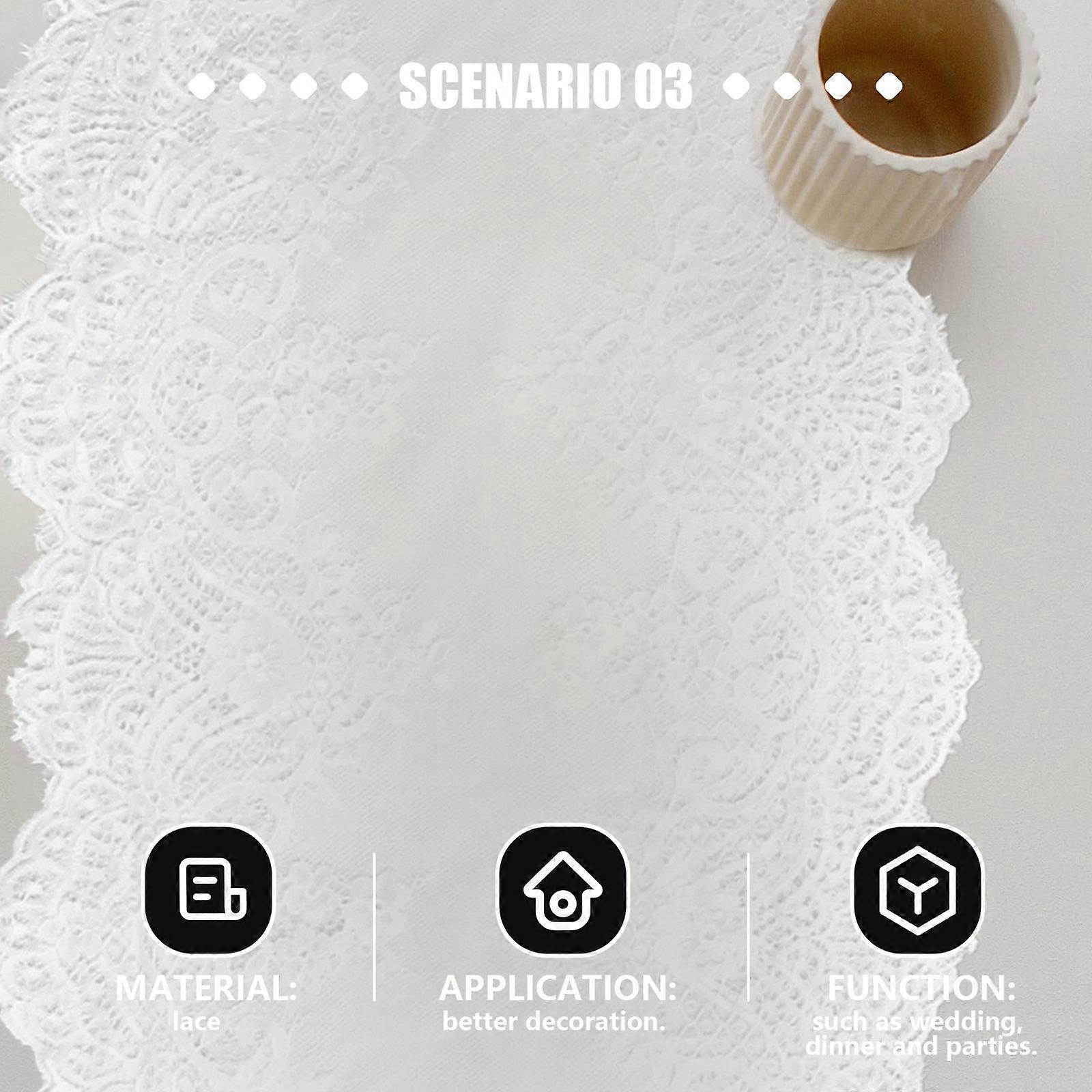 1Pcs Lace Tablecloth for Decoration White Embroidered Table Runner