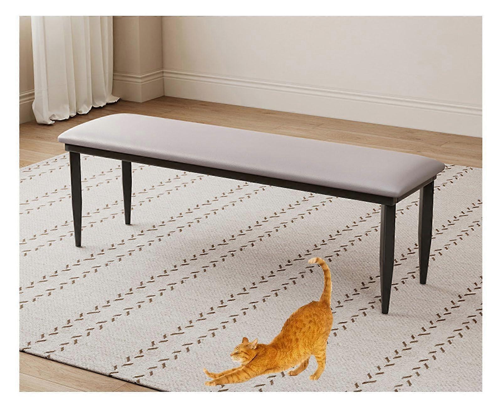 Light Gray Upholstered Dining Bench 100x30x48cm Modern Fabric Ottoman for Kitchen Seating