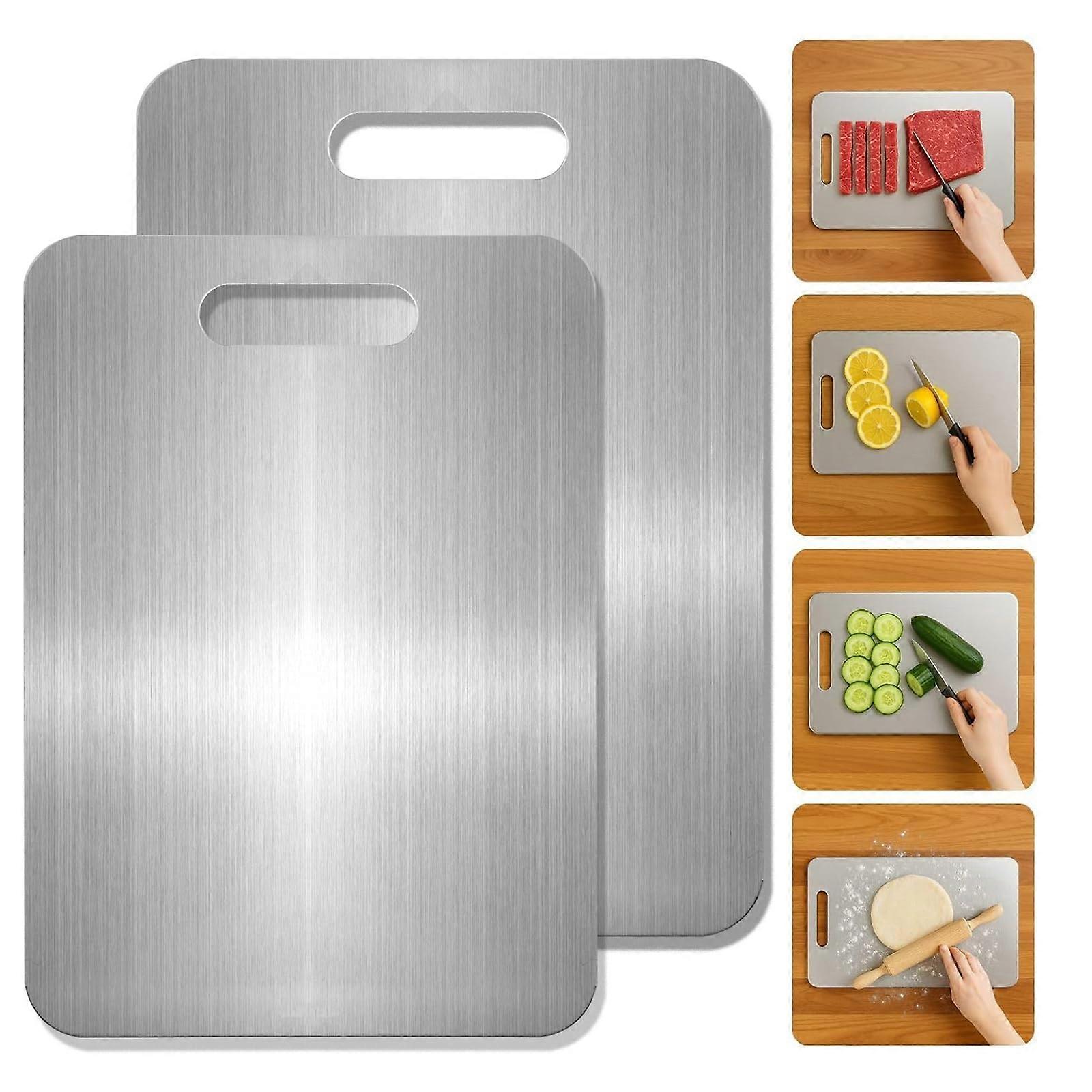 Titanium and Stainless Steel Cutting Board Set, DualSided RustResistant, Kitchen Meat Veg Prep