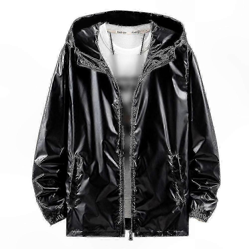Shiny Waterproof Hooded Jacket for Men