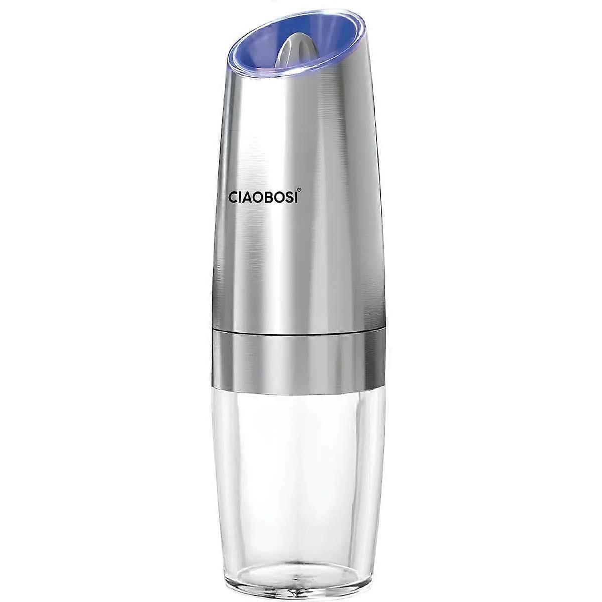 Electric Gravity Mill for Pepper and Salt with Ceramic Mechanism, Silver