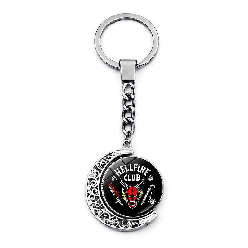 Stranger Things keychain charm, double-sided rotating pendant.