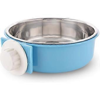 Dog Bowl Stainless Steel Detachable Large Blue Hanging Feeding Bowl for Cages