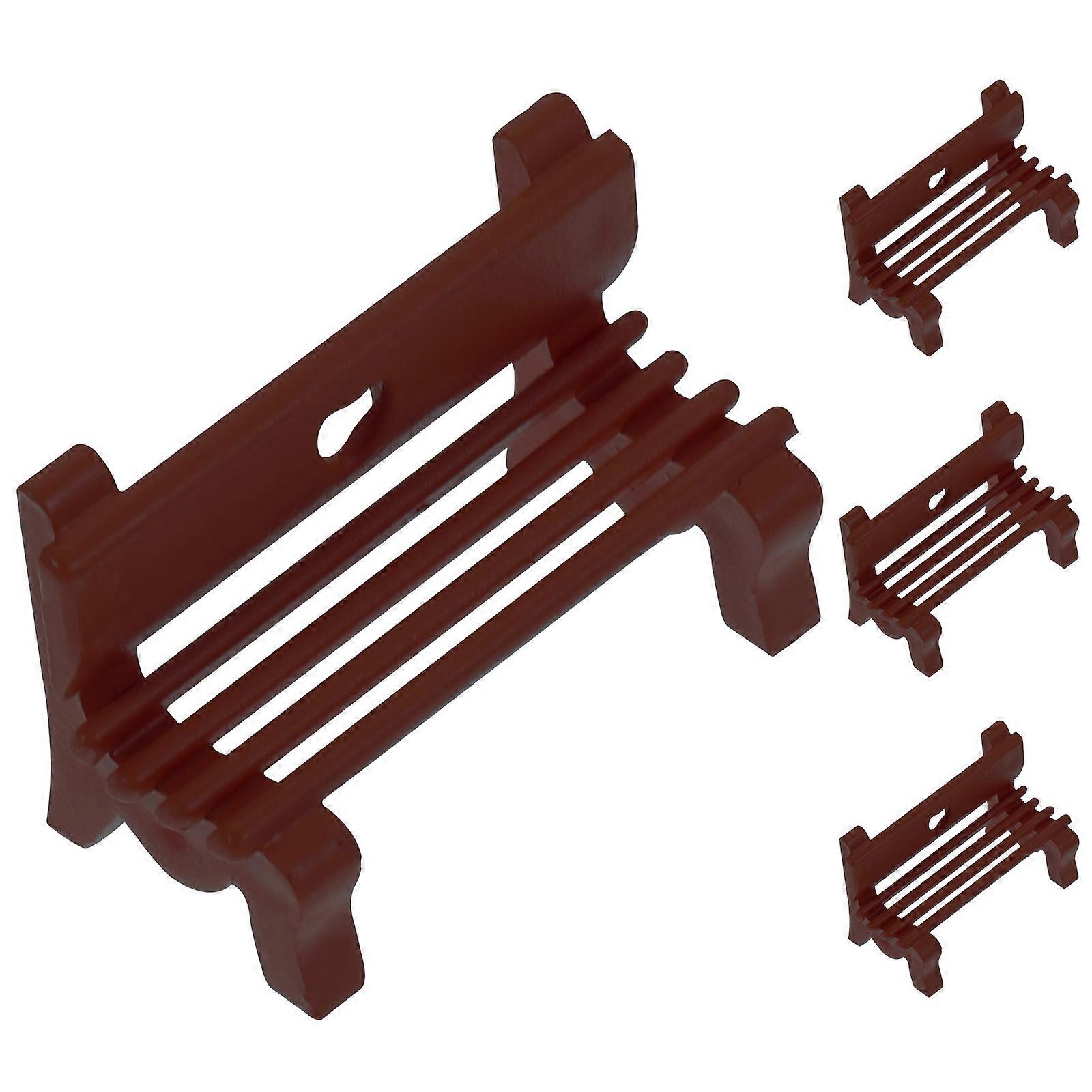 Mini Plastic Bench Model for Decoration 4Pcs Coffee Miniature Park Accessory