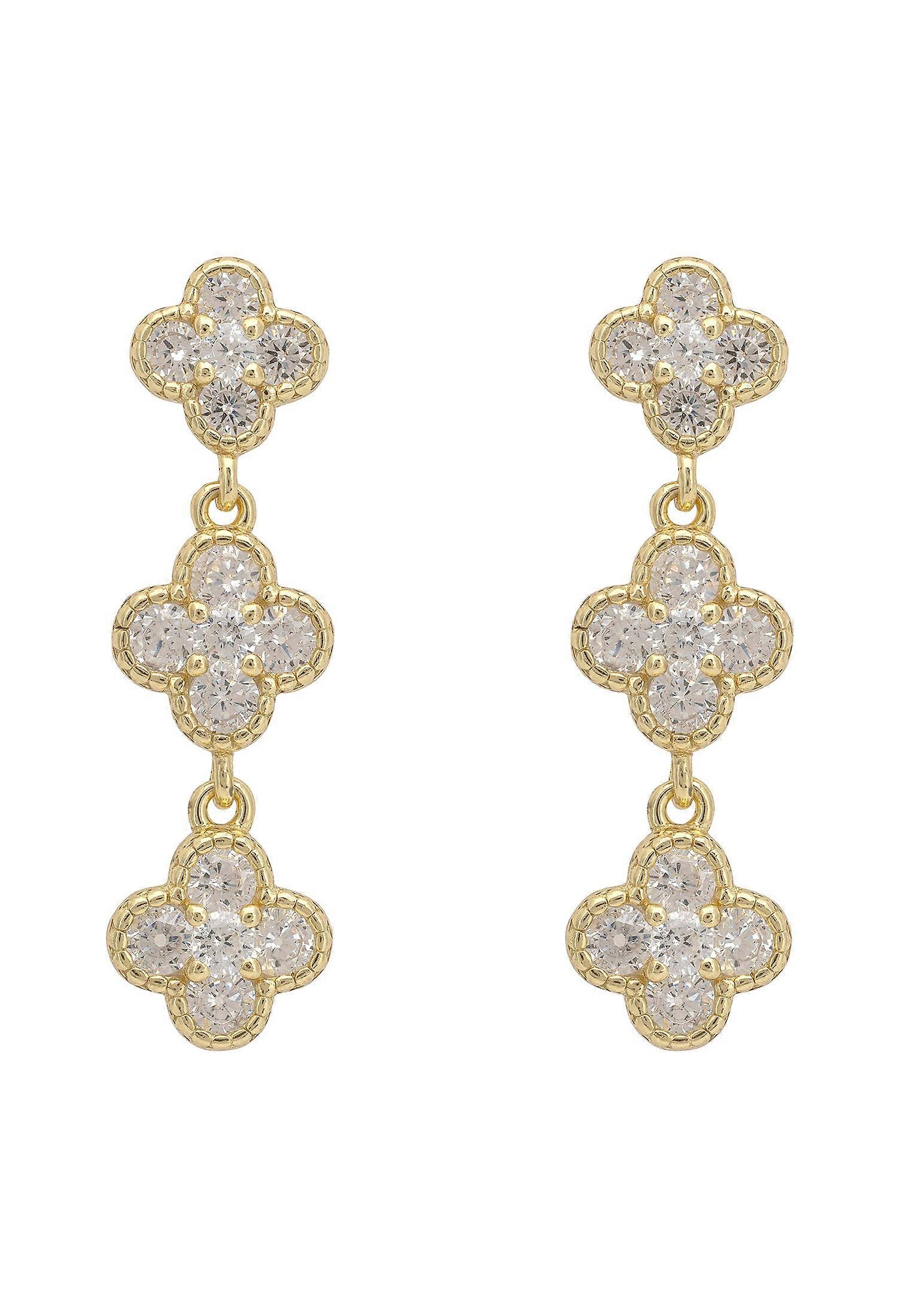 Mini Triple Clover Drop Earrings Gold