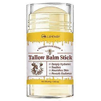 Talgbalsamstift - Multifunksjonell fuktighetsstift for ansikt og kropp, talg- og honningbalsam for tørr hud, lepper og neglebånd, Beroligende og fuktighetsgivende, Beef Tall