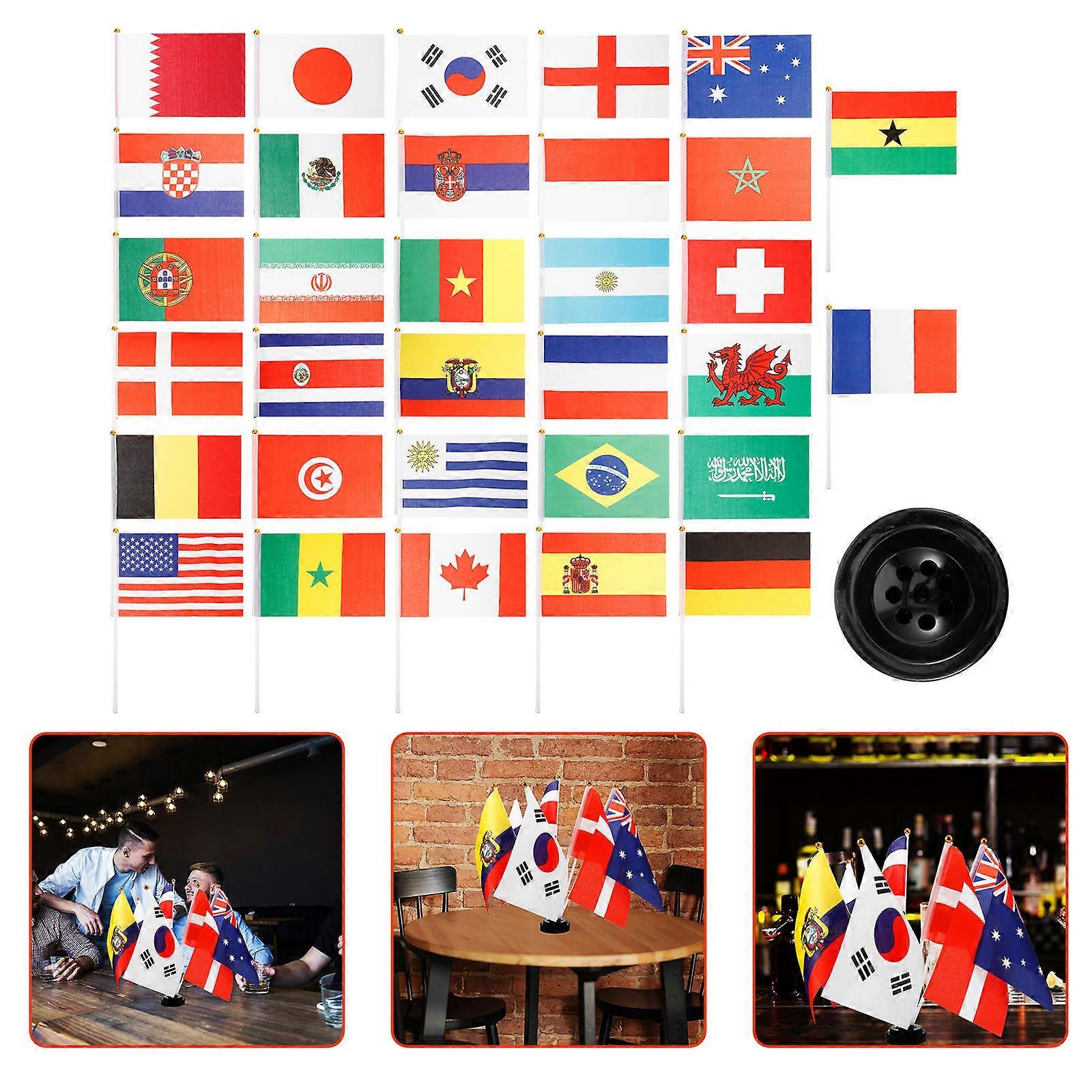 Country Flags Tabletop Flag for Decor 4Sets with Stand Plastic Material
