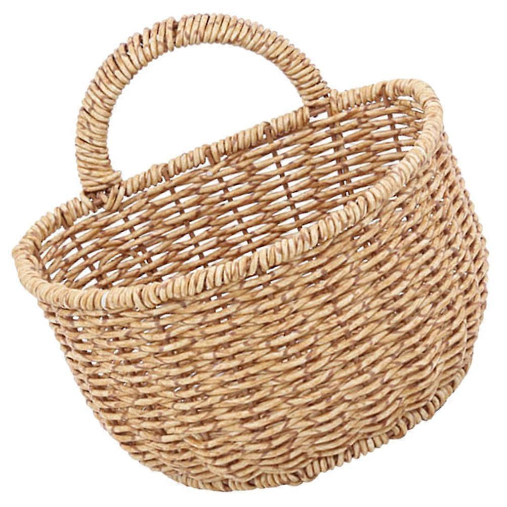 Wall Storage Basket 1Set For Home Use Kitchen Accessories Rectangular Brown Wall Mountable Space-saving Design