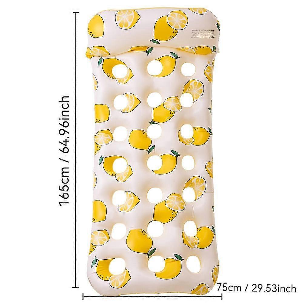Inflatable Thickened Floating Bed Lemon Pattern Holes
