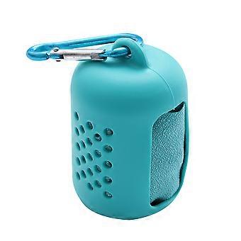 Bolsa de silicone para guardar toalhas pequenas de secagem rápida, ideais para atividades físicas.