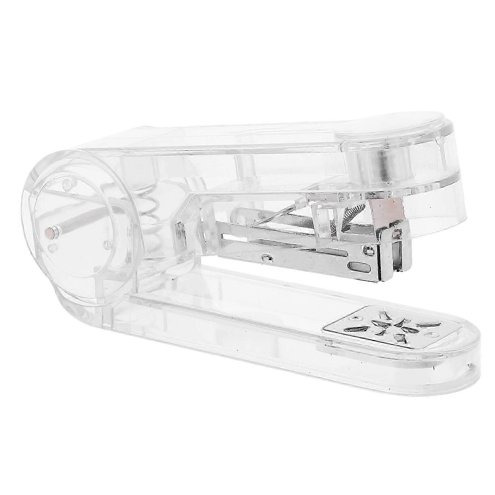 Craft Stapler 1 Set Rotatable Desktop Stapler Transparent Plastic Square Shape for Office Use Versatile Stapling