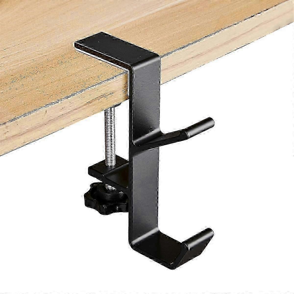 1 Piece Adjustable Table Side Hook, Gaming Headset Table Hanger Backpack Storage, Hook Stand Without Drilling,Black