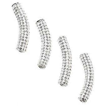 Hebillas de metal con diamantes de imitación para cordones de zapatos, 4 unidades, color blanco