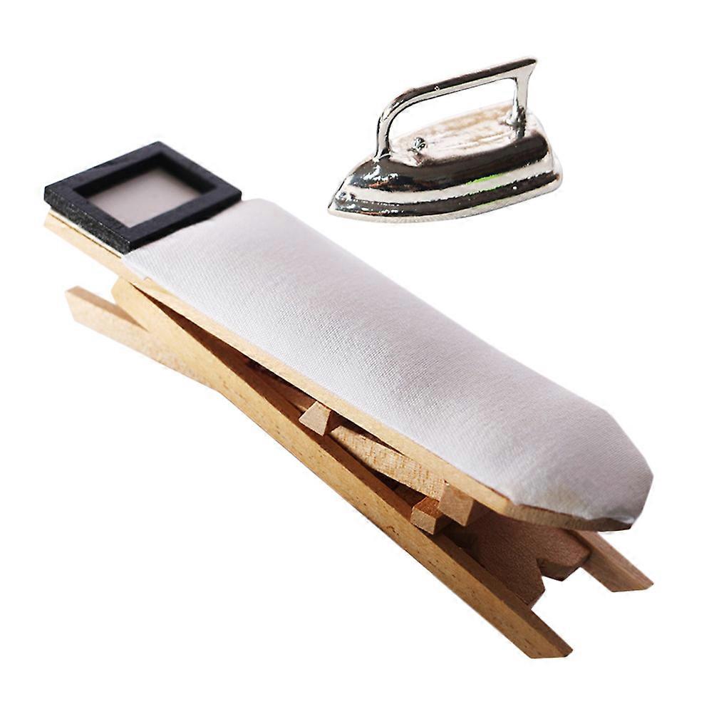 Mini Clothes Iron for Decor 1Set Mini House Ironing Table Model