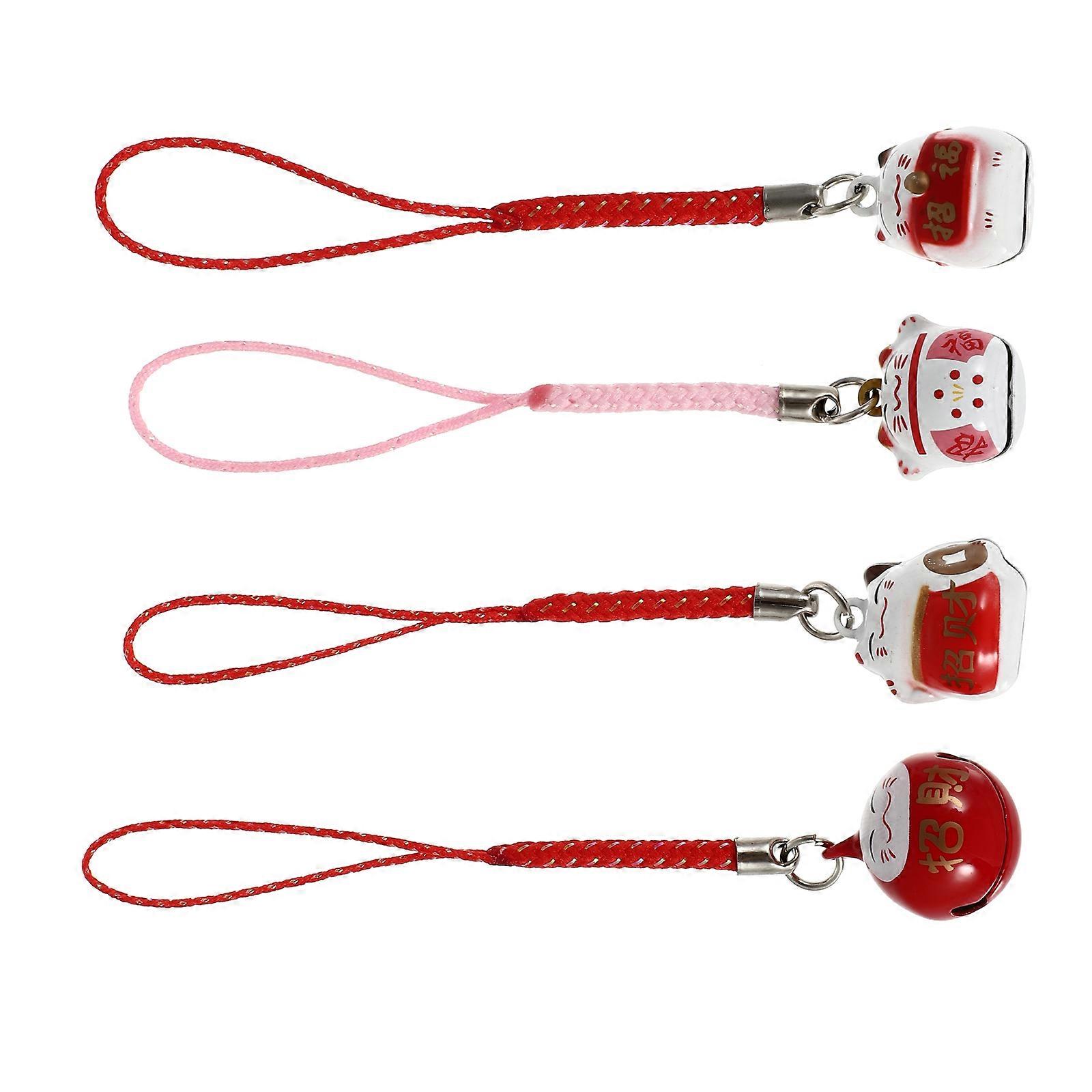 Copper Fortune Cat Keychain Key Ring Ornaments for Decor 4Pcs Pack