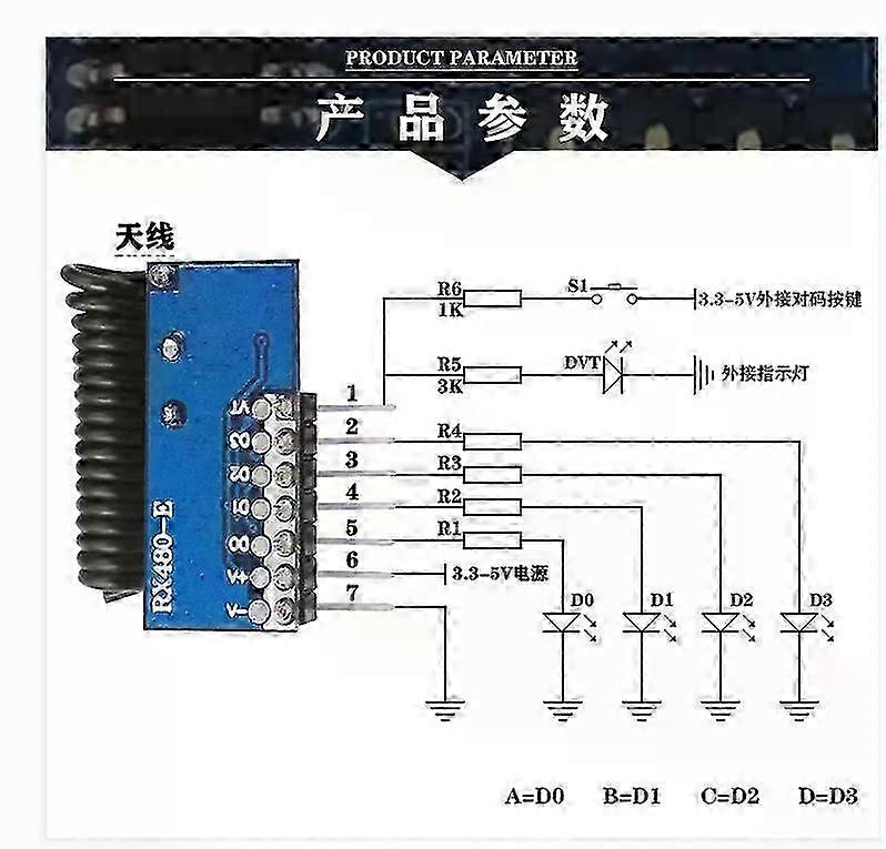 RX480E 433mhz RF Receiver Learning Code Decoder Module 433 mhz Wireless 4CH Output For Remote Controls Encoding QHHJV