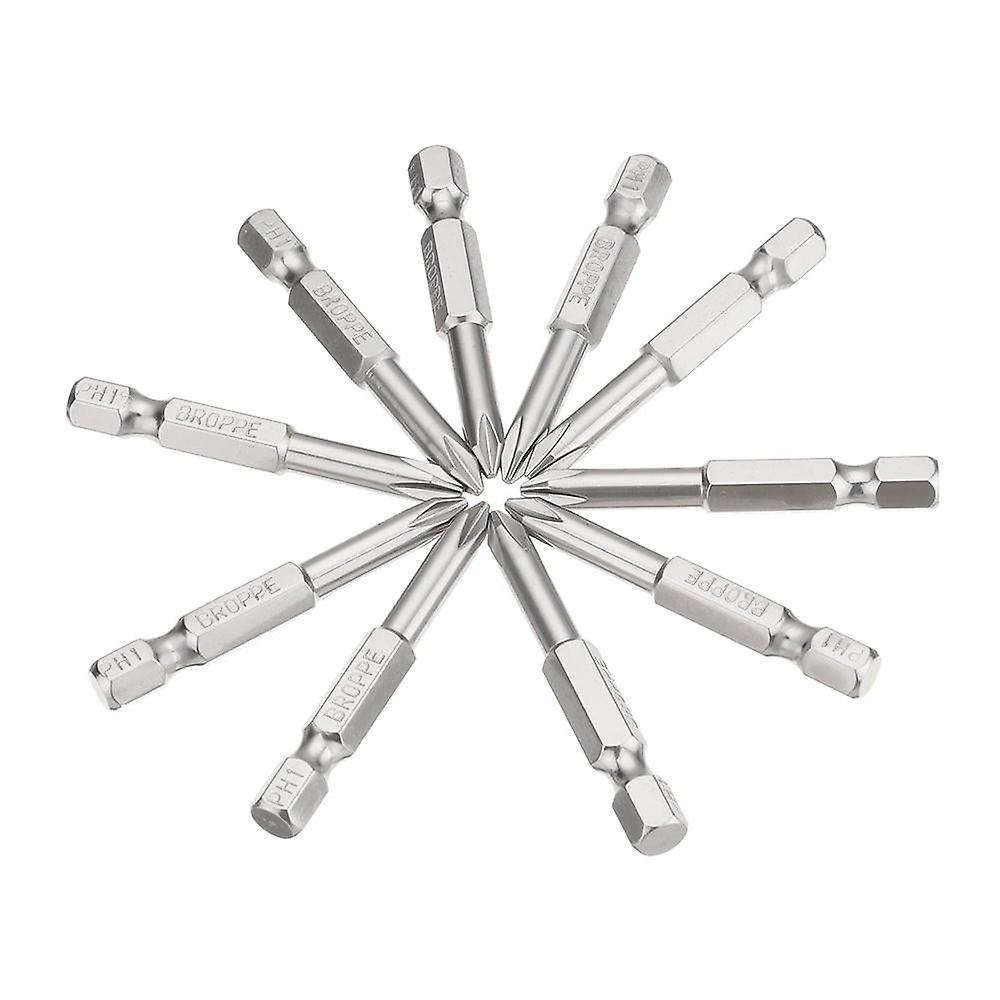 10Pcs Ph1 1/4 Inch Hex Shank 50mm Magnetic Phillips Screwdriver Bits Set