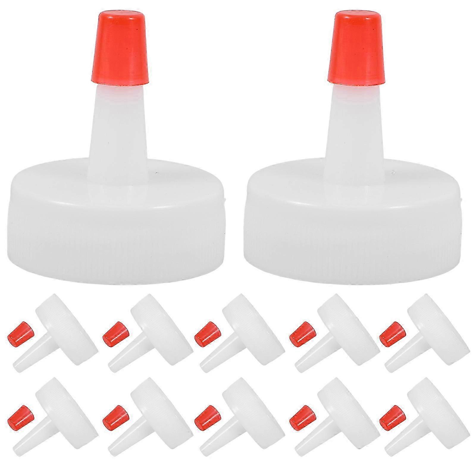 White Plastic Replacement Squeeze Bottle Caps, Leakproof Tip Covers, 20pcs