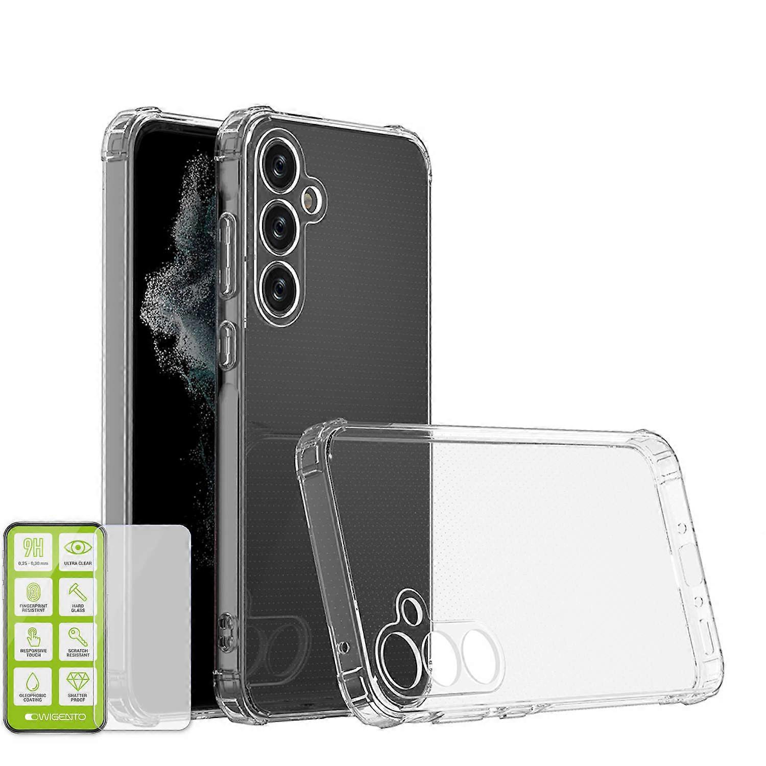 For Samsung Galaxy A55 Shock TPU Case Transparent + 0.26 H9 Glass Phone Case Protection