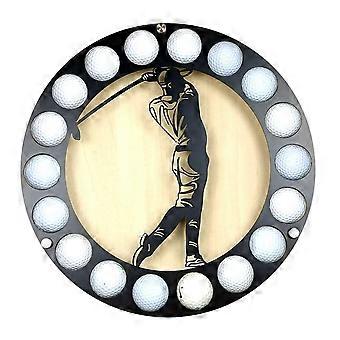 Golf Ball Display Rack Round Wooden Wall Mount Holder for Organized Collection and Home Decor