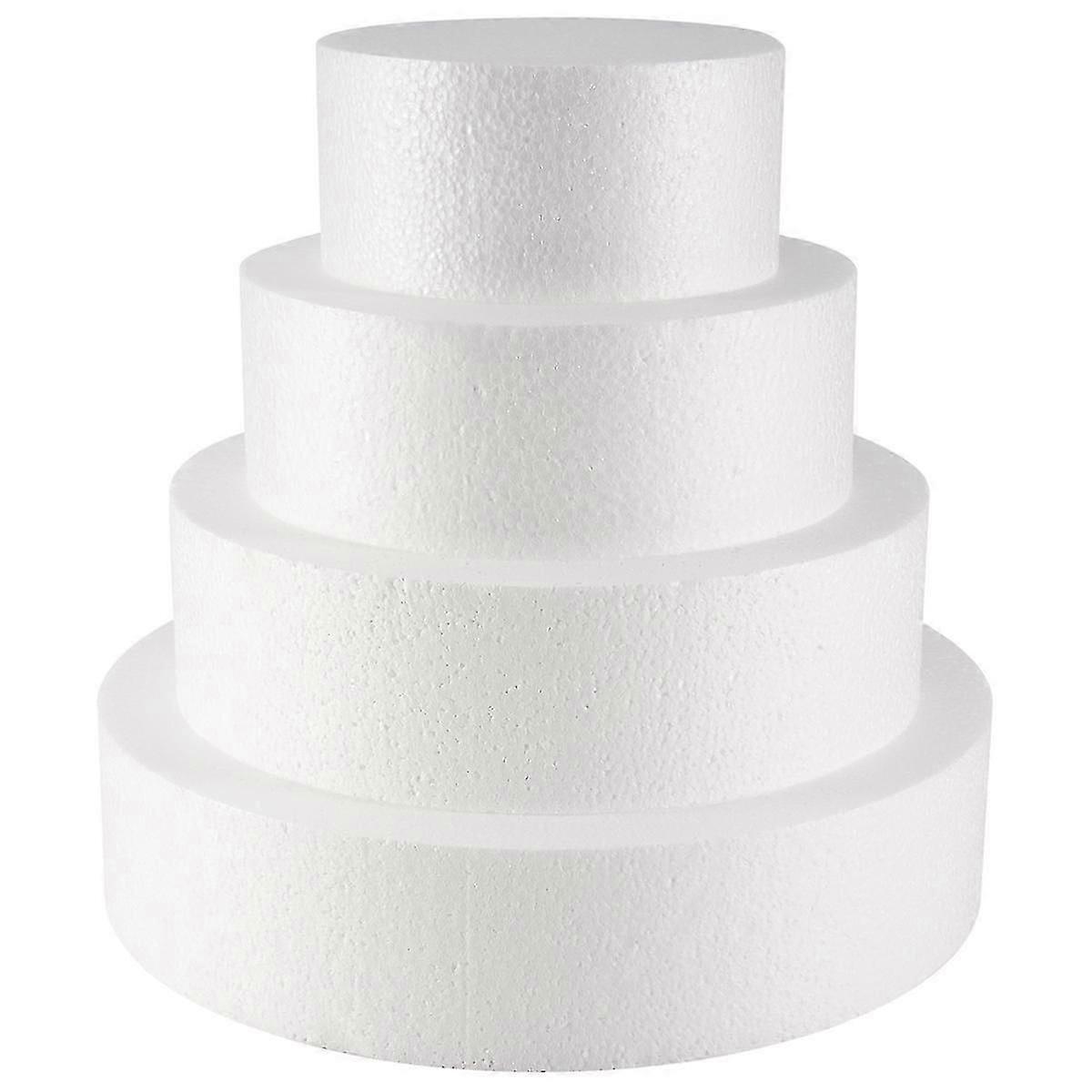 4 Pack White Foam Cake Dummies - Stackable for Wedding Displays & Craft Projects