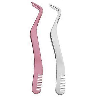 2pcs Stainless Steel Lash Tweezer Convenient Lash Applicator Small Eyelash Tool Women Supply