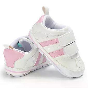 0-18months Baby Soft Sole Sneakers Non-Slip White Pram Shoescompatible withInfant Boy Casual Shoes Stripe Prewalker Trainerscompatible withGirls