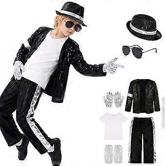 7Pcs Kids Halloween Costume Set for Boys Girls, 80s 90s Pop Star Dance Disco Outfit for Stage Cosplay